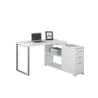 Monarch Specialties - 7133 Bureau - Blanc En Coin Droit Ou Gauche-Ce bureau d'ordinateur polyvalent en forme de L avec des options d'installation à gauche ou à droite est parfait pour le bureau à domicile moderne avec son style à la mode.