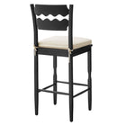 Modway - Jax Bois de chêne Tabouret de bar avec dossier ondulé en rasoir et coussin in Lin noir-Civières latéraux solides