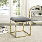 Modway Anticipate Ottoman - Gold/Grey-Velvet Polyester Upholstery