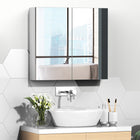 Kleankin Cabinet with Mirror, Doors and Shelf - White-Made of painted metal, lasting and easy to clean  