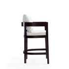 Manhattan Comfort Ritz 22" Mid-Century Modern Faux Leather Upholstered Counter Stool - Ivory and Dark Walnut - 2 Pack-Seat Height: 26.5"