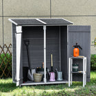 Outsunny - Abri de jardin 55 po x 30 po x 63 po avec toit en asphalte, étagère mobile et accessoires fixes, gris foncé-Avec ferrures fixes en L et clous au sol pour fixer la remise à outils au sol 