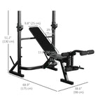 Soozier Weight Bench with Squat Racks - Leg Developer - Weight Plate Stand-Adjustable backrest in 3 positions to train the chest, deltoid, and trapezius muscles 