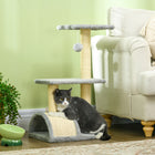 PawHut - Arbre à chat 28 po, tour d’escalade avec poteau à griffer en sisal - gris clair-Structure solide et robuste en MDF, soutenant les animaux en toute sécurité 