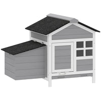 PawHut Wooden Chicken Coop, Rabbit Hutch with Nesting Box - 36" L x 25" W x 27"  H-Features a compact design, suitable for small backyards and future expansion