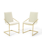 Modway Pitch Performance Velvet Dining Armchair - Gold/Ivory - 2 Pack-Modern Dining Chair