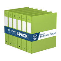 Davis Group Premium Economy Binder - Round Ring - 1.5" - Lime Green - 6 Pack-3 Ring Binder