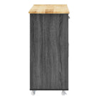 Modway Cuisine Kitchen Cart - Charcoal Natural-Full-Glide Drawers