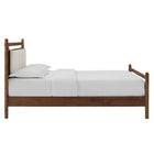 Modway Leni Queen Size Wood Platform Bed Frame - Walnut Heathered Ivory-No Box Spring Needed