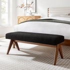 Modway Lyra 47" Boucle Upholstered Bench - Black-Padded Seat