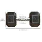 Soozier - Ensemble D’Haltères En Caoutchouc - Total 60 Lb - 30 Lb Chacun - Haltères Pour Entraînement Fitness-Conception en forme d'hexagone qui aide à empêcher les poids de rouler pendant votre entraînement ou lors du rangement    