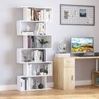 HOMCOM - Bibliothèque géométrique en bois à 6 niveaux - blanc-Fabriqué en panneau de particules de haute qualité de grade E1 pour une utilisation à long terme 
