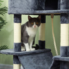 PawHut 81" Large Cat Tree with Scratching Posts, Condos and Beds - Dark Grey-Sisal materials protect furniture by redirecting scratching 