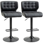 HOMCOM Adjustable Bar Stools with Footrest and Back - Black - 2 Pack-Packaged in a set of 2 for a coordinating look
