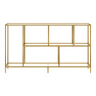 Hudson&Canal - Console Winthrop 52" de largeur avec étagères en verre - Laiton-Comprend un plateau et des étagères en verre trempé