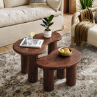 Modway Hackney Mango Wood Nesting Coffee Table Set - Walnut - Set of 2-Kidney-Shaped