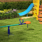 Outsunny - Balançoire à bascule en métal pour enfants, 2 places, rotation à 360° - Multicolore-Couleur : bleu, vert, orange 