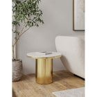 Manhattan Comfort Glenn 19.68" Modern Glam End Table - Gold-Beautiful Sintered Stone Table Top
