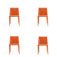 Manhattan Comfort - Lot de 4 chaises de salle à manger modernes Paris 18 po en similicuir corail-Chaise de salle à manger moderne parfaite pour la salle à manger et le bureau à domicile Lot de 4