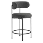 Modway Albie Boucle Fabric Counter Stools - Charcoal/Black - 2 Pack-Weight Capacity: 330 lbs.
