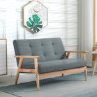 HOMCOM - Canapé d’amour 45 po avec pieds en bois de caoutchouc - gris foncé-Tissu respirant aspect lin résistant aux plis et à la déformation 