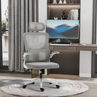 Vinsetto Mesh Office Chair with Adjustable Headrest and Lumbar Support - Grey-Adjustable seat height to fit your sitting style