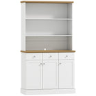 HOMCOM 71" H Kitchen Buffet Server Cabinet with Drawers and Storage - White-A two-tone colour of wood veneer and white that blends with most decors 