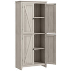 HOMCOM 72" H Freestanding Kitchen Pantry and Buffet Cabinet - Grey-Barn style doors bring farmhouse charm to your kitchen 