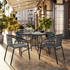 Chaise de restaurant empilable en rotin gris pour l’intérieur et l’extérieur (TLH-037-GY-GG)-Dossier courbé