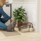 PawHut - Bac à litière pour chat en acier inoxydable, plateau avec couvercle et pelle-Les boucles de verrouillage garantissent que les composants restent bien attachés 