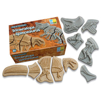 Yellow Door Dig and Discover - Triceratops & Spinosaurus-Embark on a prehistoric adventure with these two engaging dinosaur skeleton puzzles: the three-horned Triceratops and the fearsome Spinosaurus