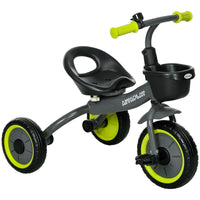 Qaba Kids Tricycle with Adjustable Seat and Basket - Black-Adjustable seat to fit your kid's needs 