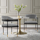 Manhattan Comfort - Lot de 2 fauteuils de salle à manger modernes Lia 24,8 po en chenille grise-Monture en métal de haute qualité avec embouts dorés brossés pour la mode et la durabilité