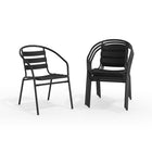 Flash Furniture - Chaise empilable de restaurant en métal noir avec lattes en aluminium-Les renforts transversaux offrent une stabilité supplémentaire.