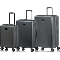 CHAMPS Luggage Iconic II 3-Piece Hardside 8-Wheeled Expandable Luggage Set - Silver-Polycarbonate Material