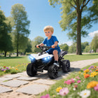 Qaba Kids ATV 4 Wheeler - 6V Battery Powered with Music & LED Headlights - White-Built-in music and bright headlights for an immersive ride
