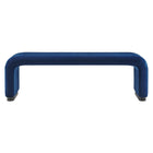 Modway Koda Performance Velvet Waterfall Long Bench - Black/Midnight Blue-Adjustable Foot Caps