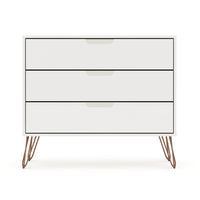 Manhattan Comfort Rockefeller 35.24" Mid-Century Modern Dresser - White-Mid-Century Modern Dresser for Bedroom Use.