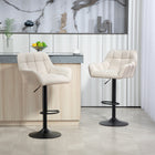 HOMCOM - Tabourets de bar pivotants réglables en tissu capitonné - blanc crème - paquet de 2-Convient pour les bars, les cuisines et les salles à manger hautes 
