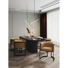 Manhattan Comfort - Chaise de salle à manger moderne Corso 26,38 po en similicuir rembourré - Beige-Structure métallique géométrique parallèle et pieds en noir