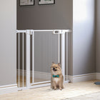 Porte pour animaux de compagnie en métal PawHut - 29,5"-40,6" avec porte à fermeture automatique-La barrière haute pour chien s’ouvre dans les deux directions