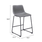 Zuo Smart Counter Stool - Charcoal - Set of 2-8