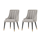 Manhattan Comfort Eda 22.83" Modern Leatherette and Velvet Upholstered Dining Chair - Grey - Set of 2-Modern Dining Chair for Dining Room and Task Chair Usage