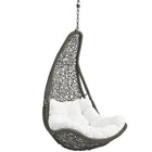 Modway Abate Outdoor Patio Swing Chair Without Stand - Grey White-Washable White Polyester Cushion