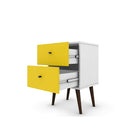 Manhattan Comfort Liberty 2.0 Nightstand, White and Yellow (204AMC63)-Perfect for Storage or Display items.