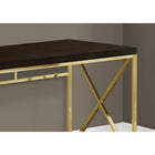 Monarch Specialties 7201 48" Computer Desk - Espresso/Gold Metal-Sturdy gold metal base with an x-design brings some fashionable style and a functional workspace.