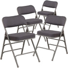 Chaise pliante Premium de la série HERCULES en métal et tissu gris à triple entretoise courbé et double charnière-Capacité de poids de 300 lb