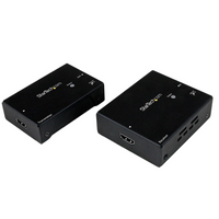 Startech HDMI Over Single Cat 5e/6 Extender with Power Over Cable, 70m/230'-Requires only a single power adapter for both the transmitter and receiver