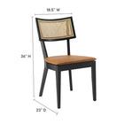 Modway - Caledonia Cuir végétalien en bois rembourré Chaises de salle à manger Ensemble de 2 - Black Tan-Dossier en rotin à tissage ouvert