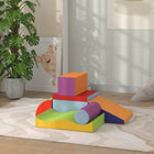 Soozier Soft Play Foam Climbing Blocks 7-Piece Set - Dark Colours-Play foam includes three cuboids, ramp, wave dip, quarter cylinder, and cylinder 